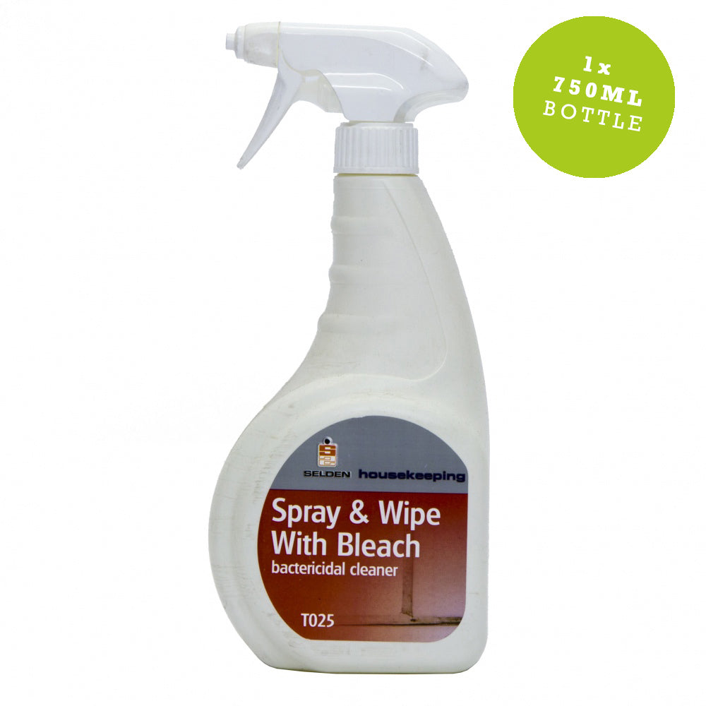 Spray And Wipe With Bleach 750ml Ready To Use Trigger Bottles