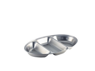 GenWare Stainless Steel Three Division Oval Vegetable Dish 35cm/14"