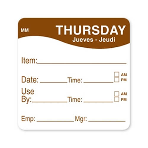 Day Food Labels 51mm x 51mm 500 Pack
