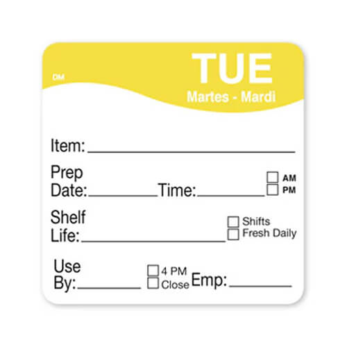 Day Food Labels 51mm x 51mm 500 Pack