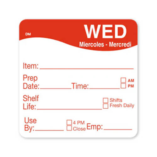 Day Food Labels 51mm x 51mm 500 Pack