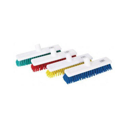 Green Red Yellow and Blue Broomheads next to each other