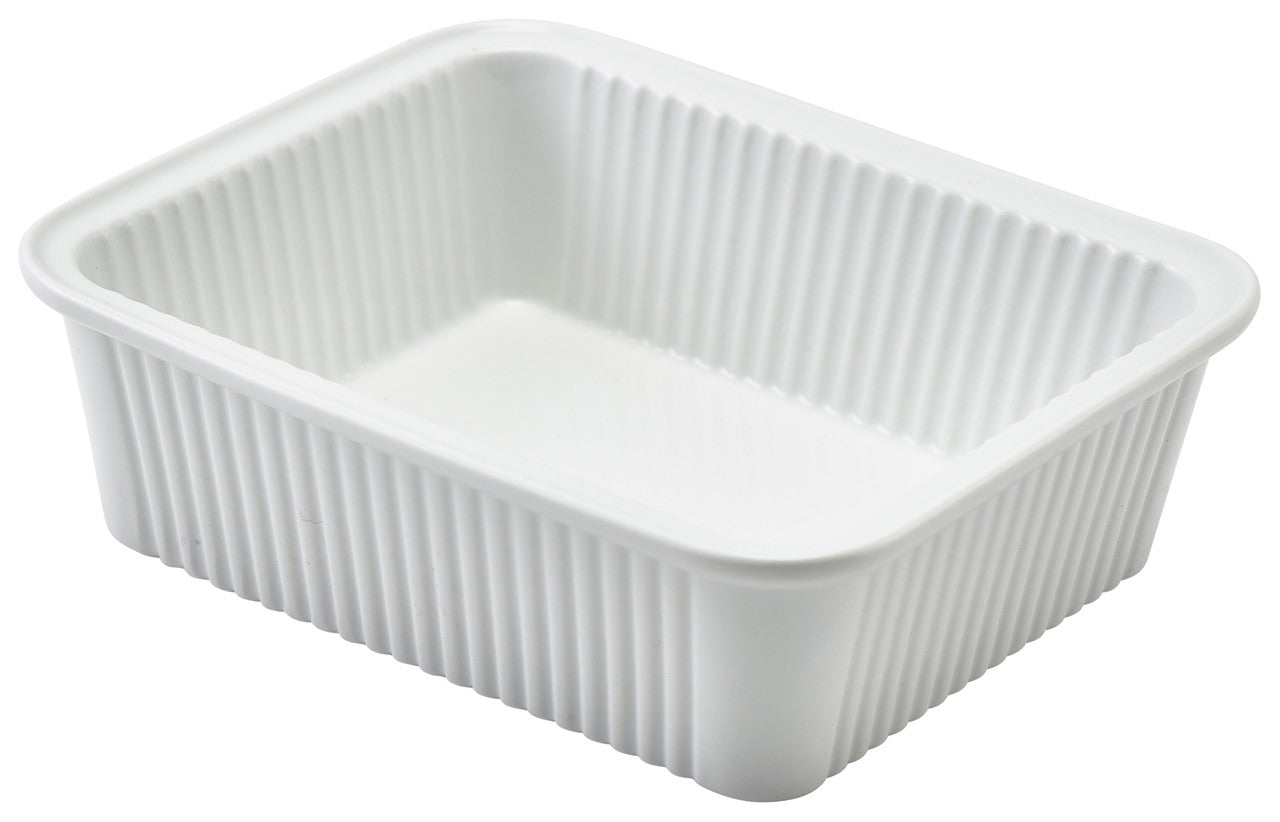 Genware Porcelain Fluted Rectangular Dish 16 x 13cm/6.25 x 5" 6 Pack