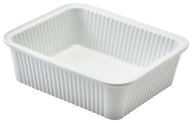 Genware Porcelain Fluted Rectangular Dish 16 x 13cm/6.25 x 5" 6 Pack