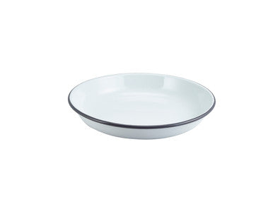 Enamel Rice/Pasta Plate White with Grey Rim 24cm