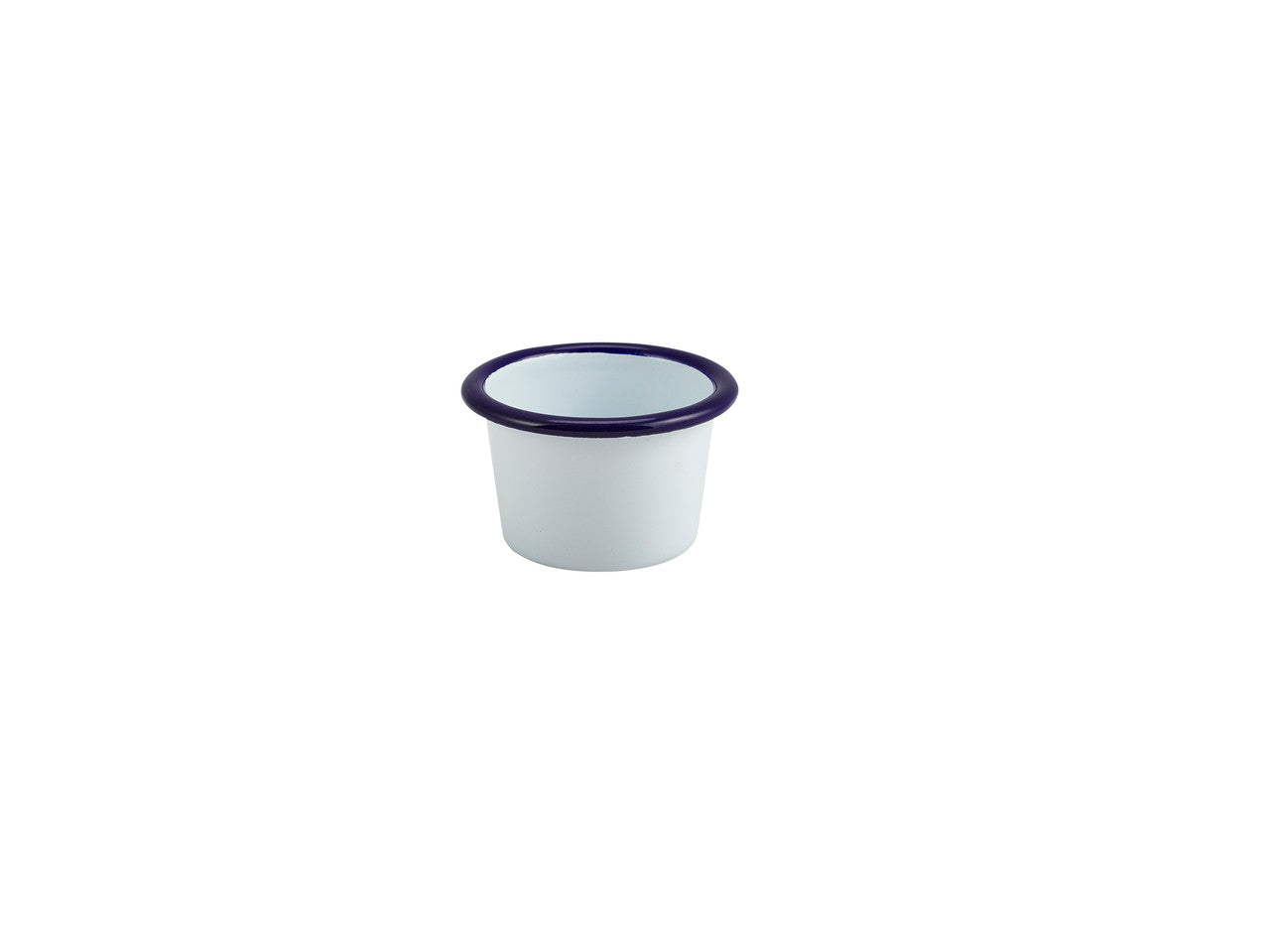 Enamel Ramekin White with Blue Rim 7cm Dia 90ml/3.2oz 12 Pack