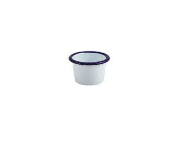 Enamel Ramekin White with Blue Rim 7cm Dia 90ml/3.2oz 12 Pack
