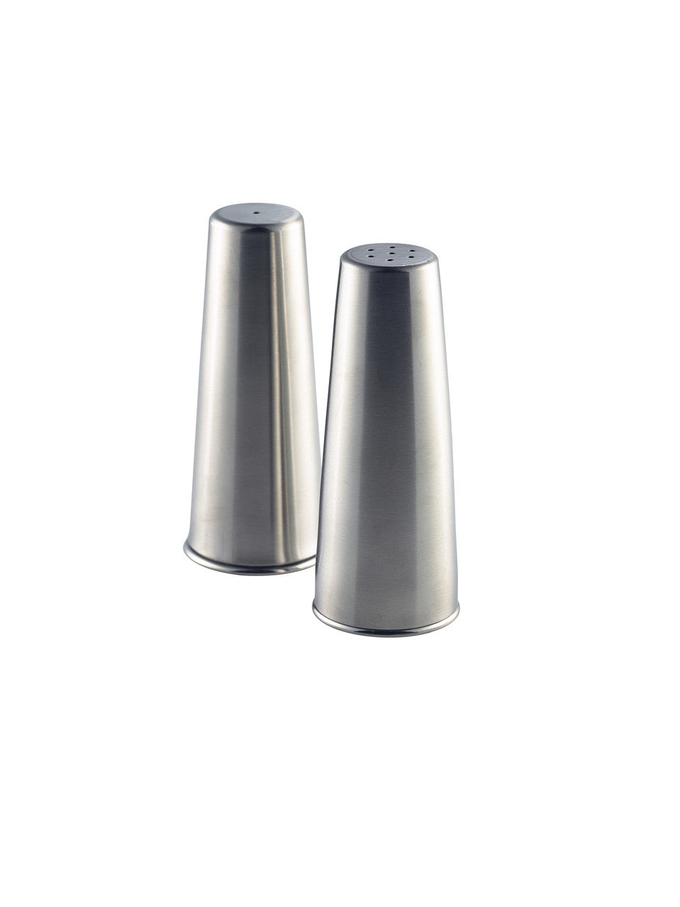 Genware Stainless Steel Conical Salt & Pepper Set