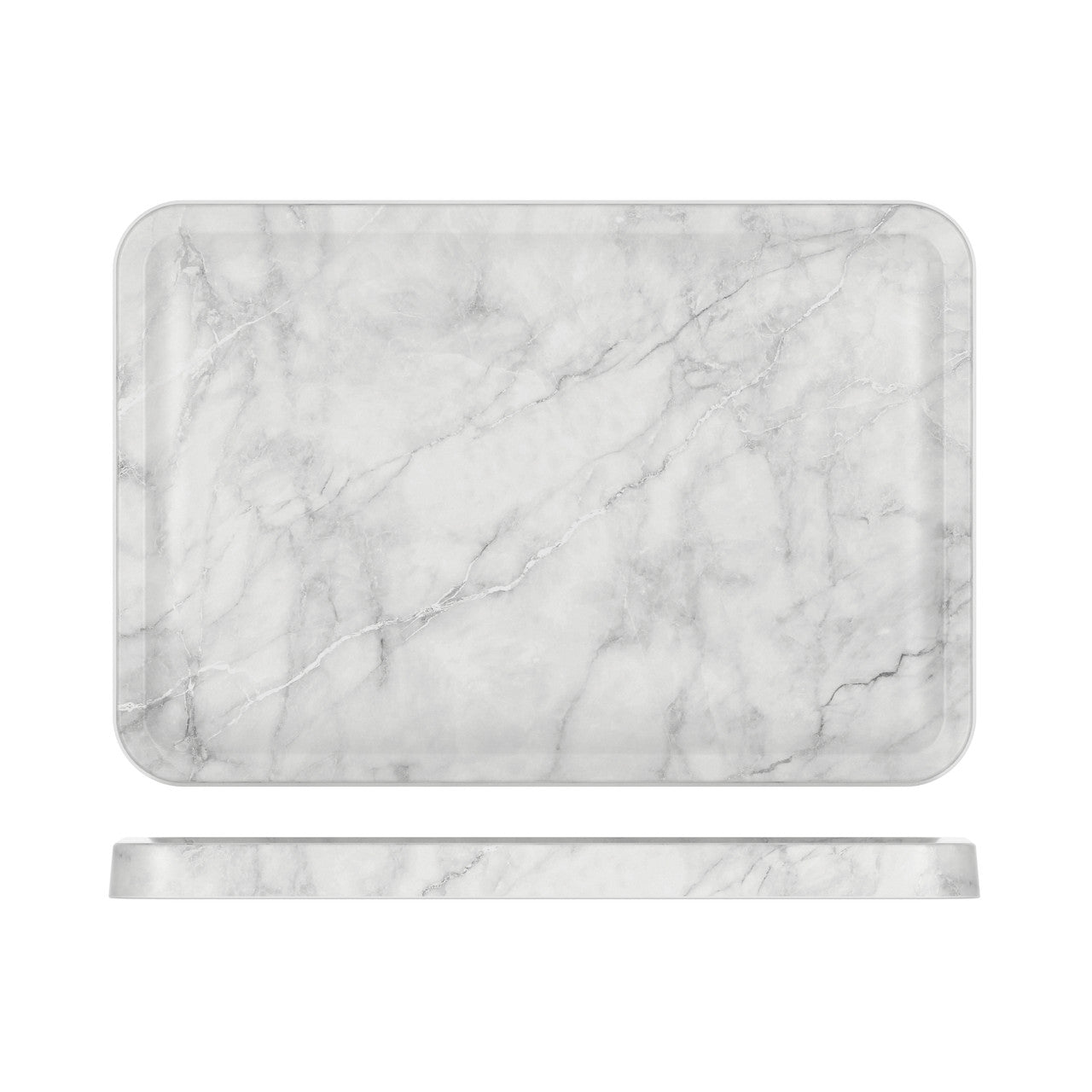 White Marble Agra Melamine Tray 34 x 23cm