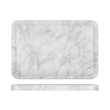White Marble Agra Melamine Tray 34 x 23cm
