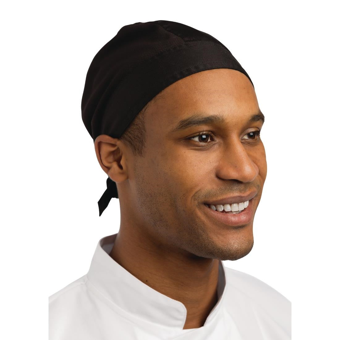 Chef wearing Chefs Bandana Black.