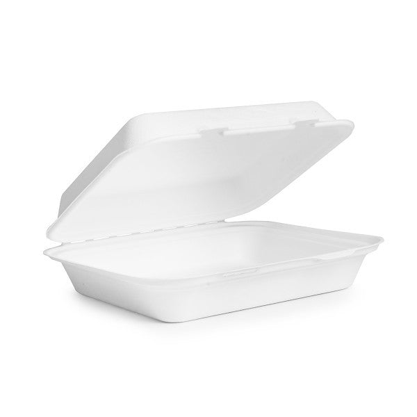 Compostable Bagasse Takeaway Food Containers 9 x 6 Inches 250 Pack