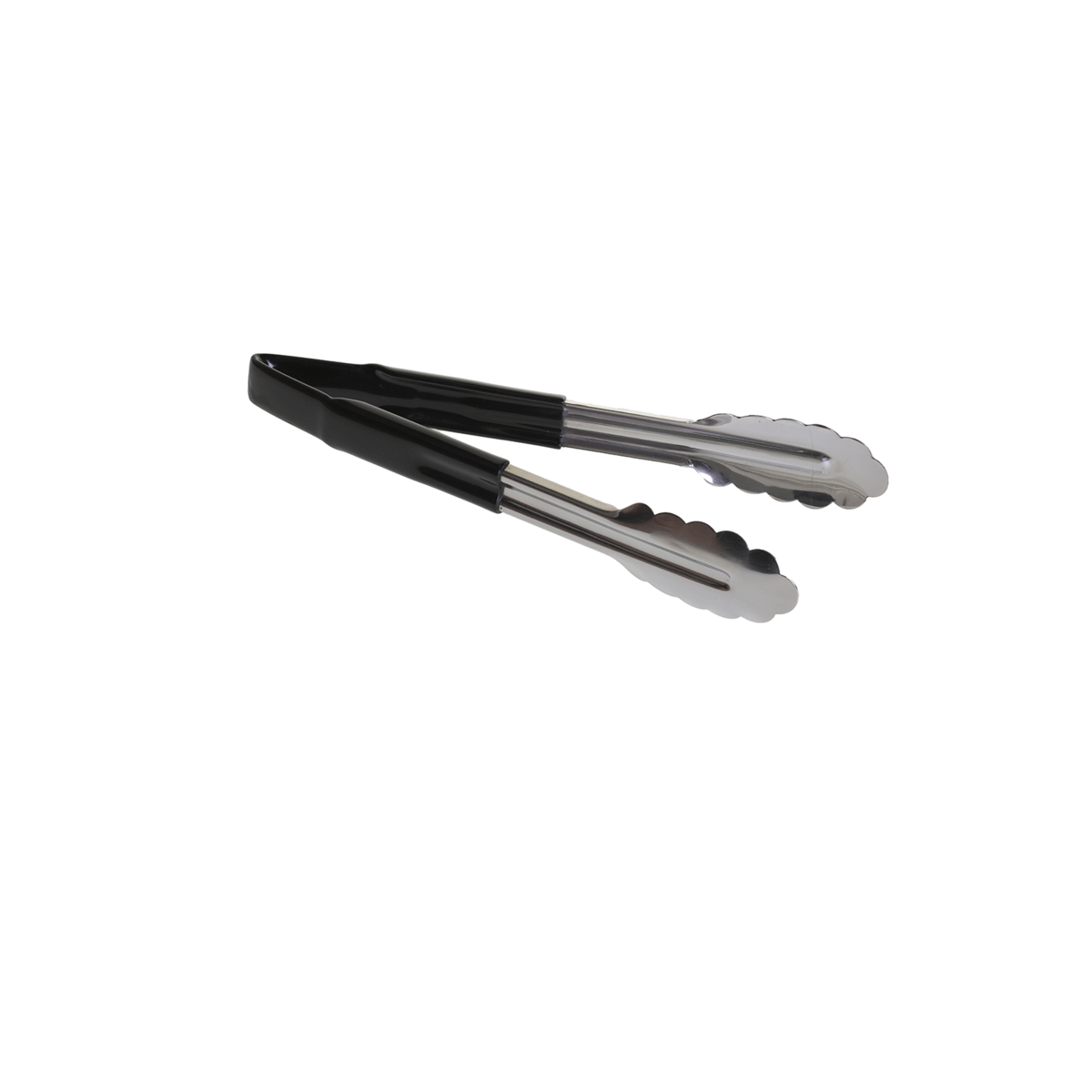 Side shot of Black Stainless Steel Serving Tongs.