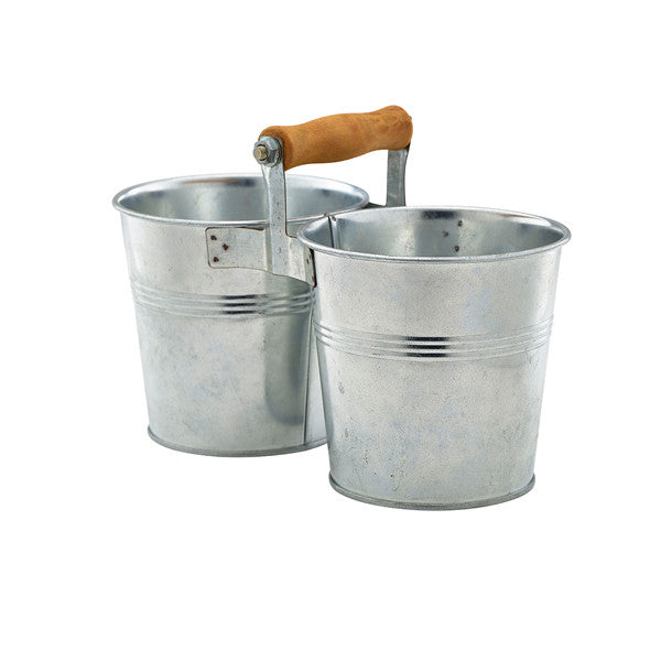 Galvanised Steel Combi Serving Buckets 12cm Dia 12 Pack