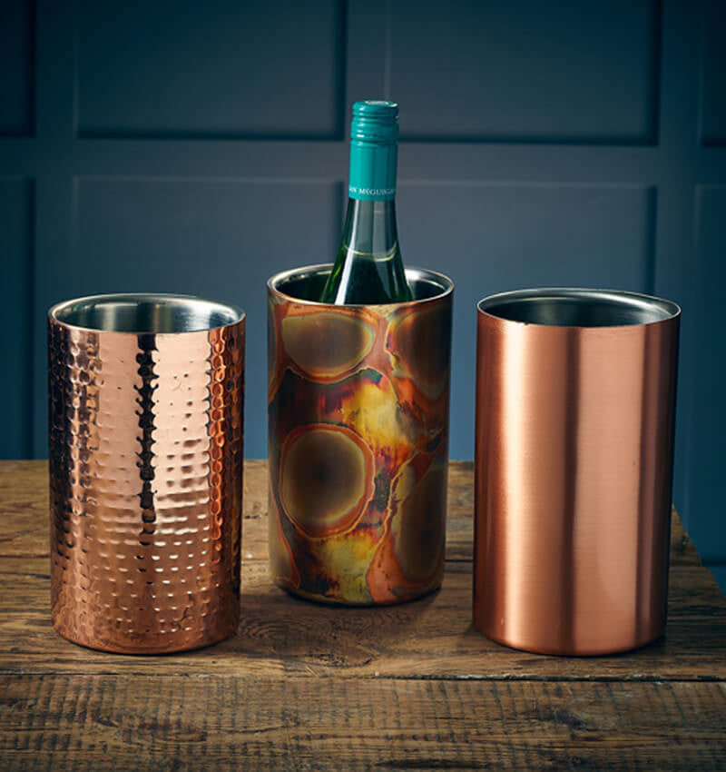GenWare Burnt Copper Wine Cooler With Bottle In The Middle