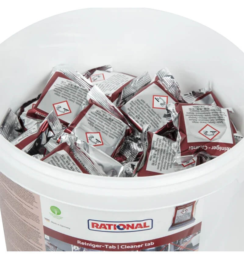 Rational Detergent Clean packaging and tablets zoomed