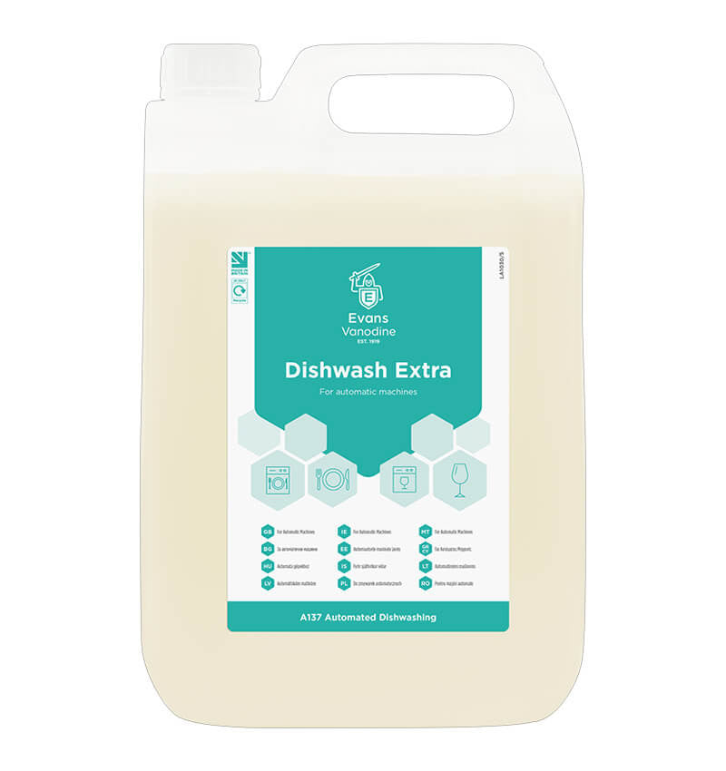 Full shot of Evans Dishwash Extra 5Ltr.