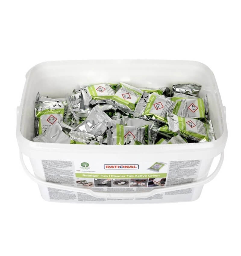 Full shot of Rational Oven Cleaner Active Green Tablets open