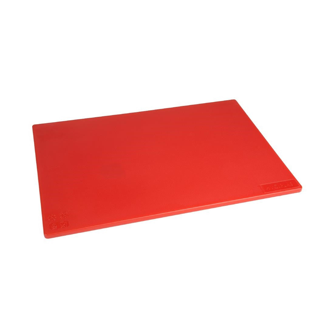 Side shot of Hygiplas Low Density Red Chopping Board Standard.