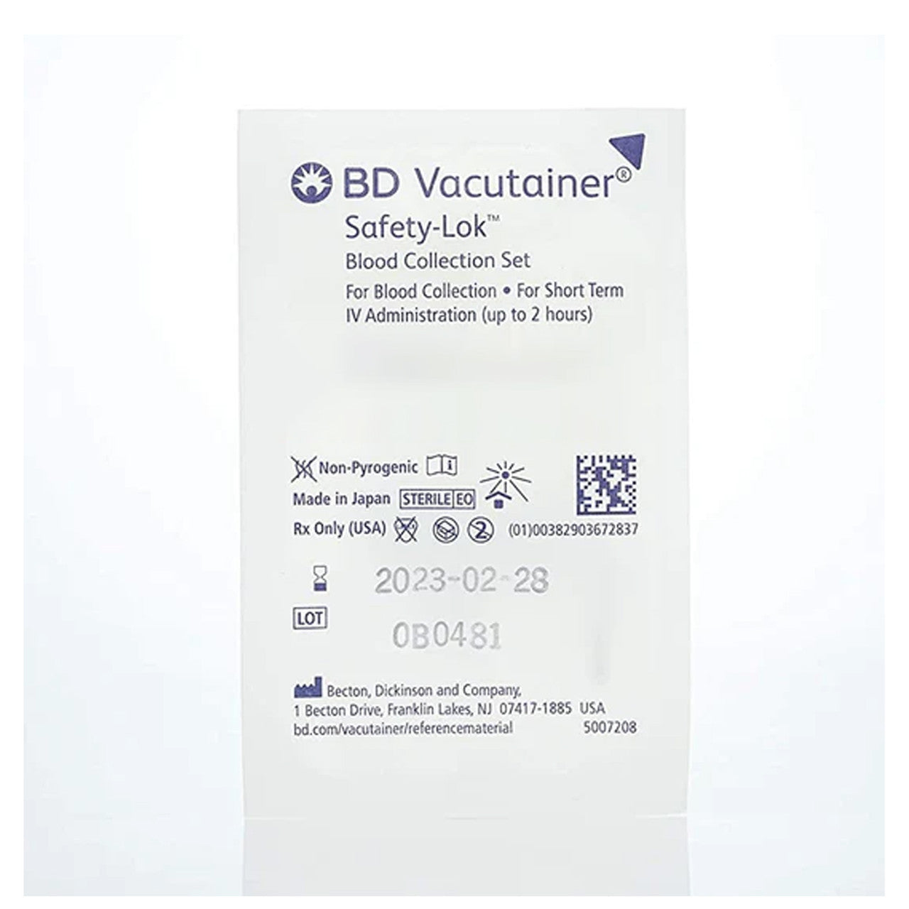 Vacutainer Safety-Lok Blood Collection Set 23G Blue Needle 18cm Tube 50 Pack packet