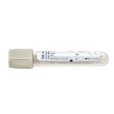 Vacutainer Blood Sample Tube Glucose Fluoride Oxalate/Potassium Oxalate Grey 5ml Plastic 100 Pack
