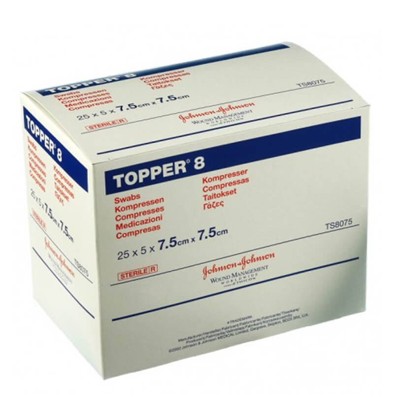 Topper 8 Sterile Swabs 7.5 x 7.5cm 25 Pack