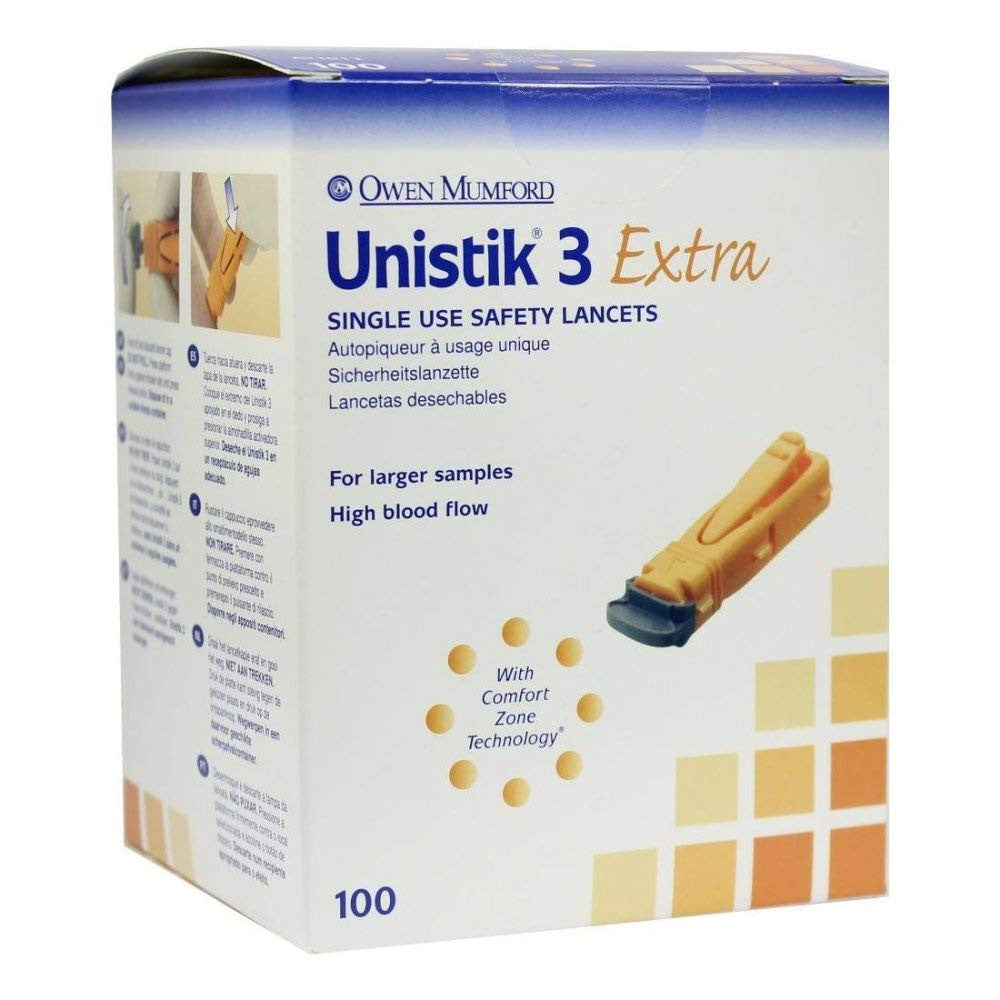 Unistik 3 Lancets Extra 100 Pack