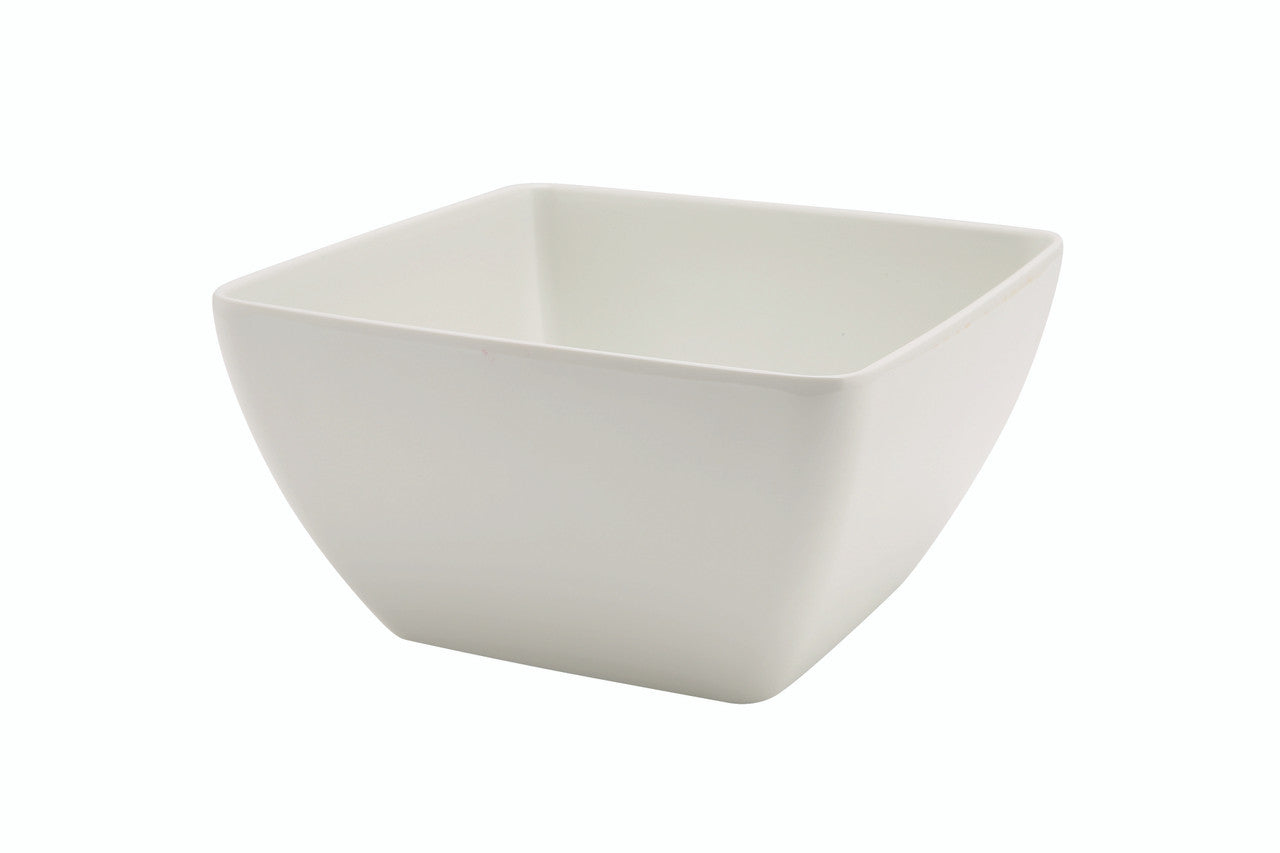 White Melamine Curved Square Bowl 19cm