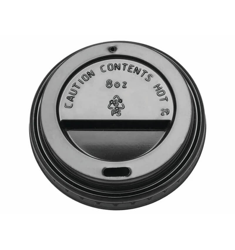 Full shot of Coffee Cup Lid for 8 oz Cups Black.
