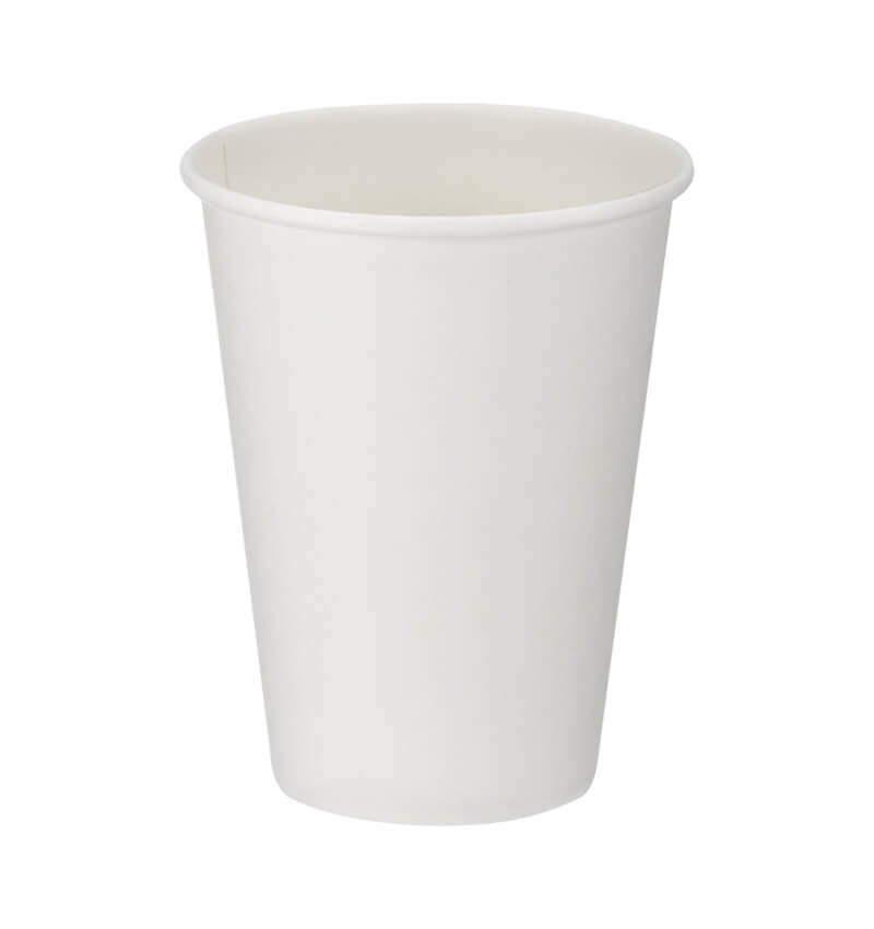 Full shot of 12 oz Single Wall Coffee Cup White.