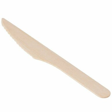 100 Pack Biodegradable Disposable Wooden Cutlery Knives