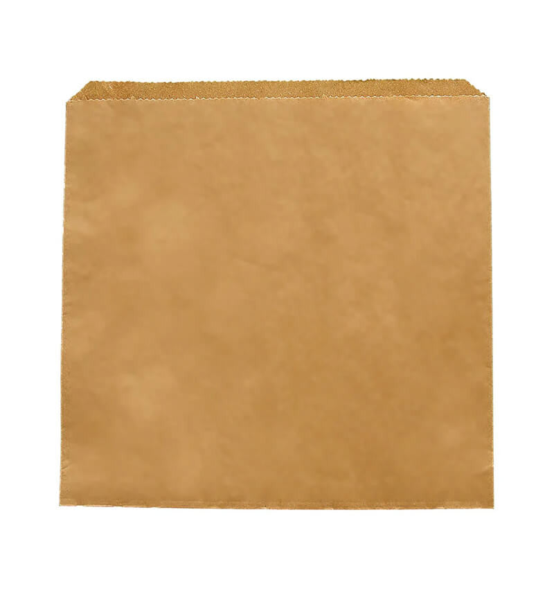 Full shot of Disposable Kraft Paper Counter Bags 7 x 7 inches.