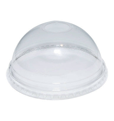 50 Pack RPET Domed Lid With No Hole For 16oz Clear Cold Cup