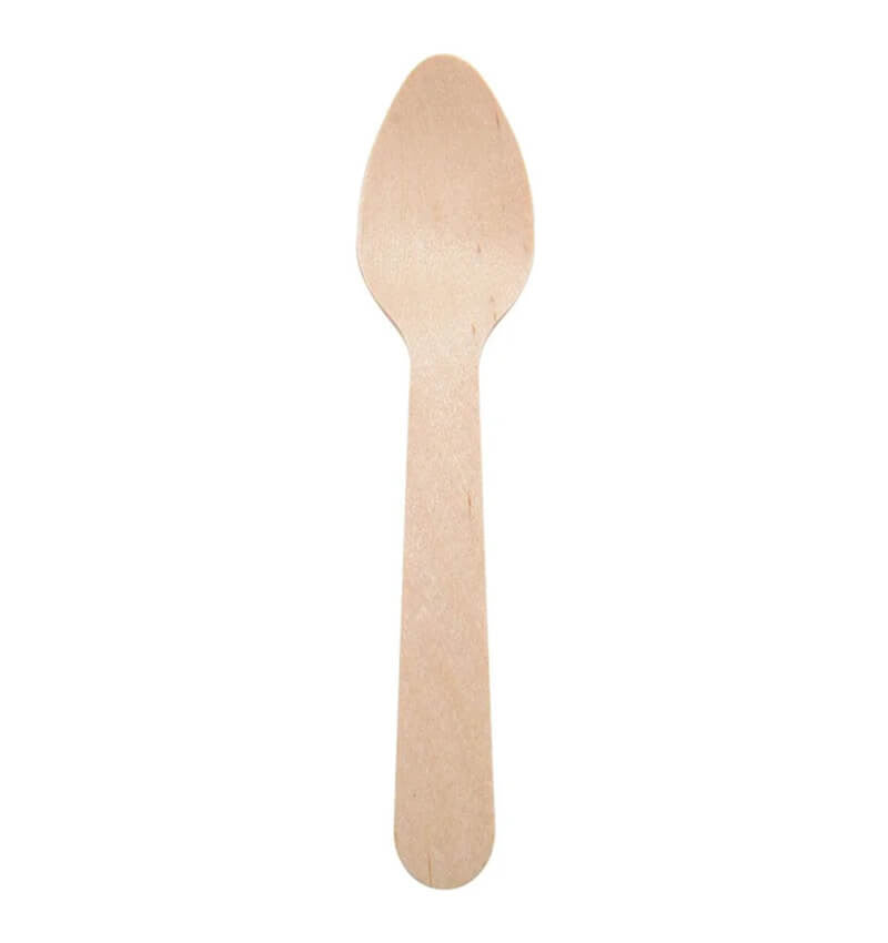 Full shot of Biodegradable Disposable Wooden Cutlery Spoons.