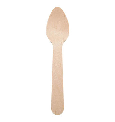 100 Pack Biodegradable Disposable Wooden Cutlery Spoons