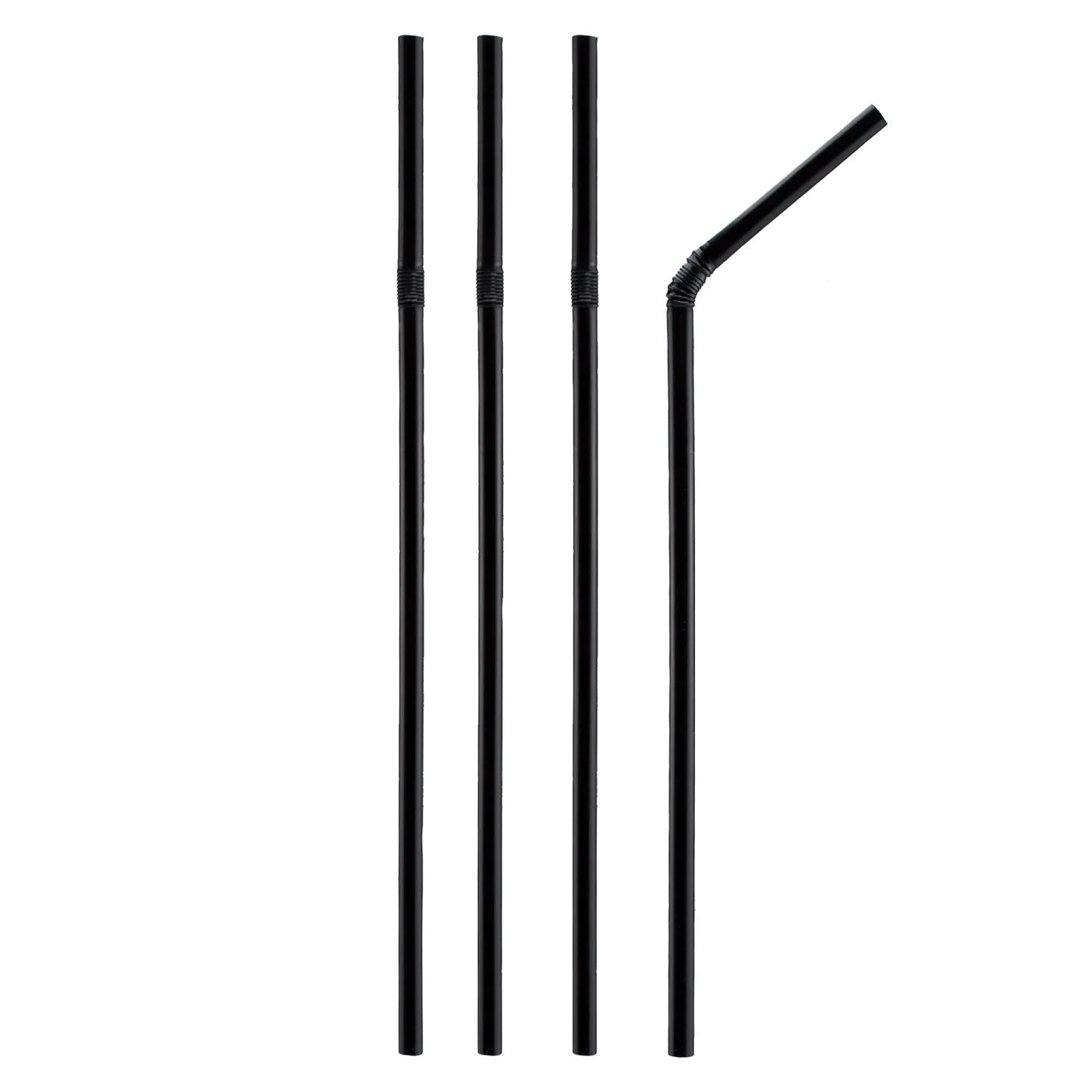 Plastic Bendy Straw Black 200 x 6mm 250 Pack