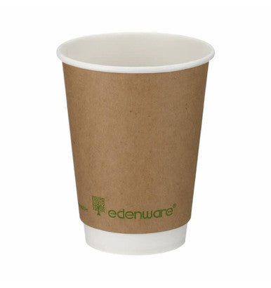 25 Pack 12oz Double Wall Kraft Compostable Coffee Cup