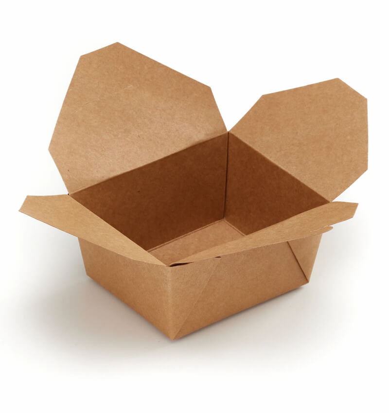 Small Food To Go Takeaway Box Kraft No Window 800ml Open