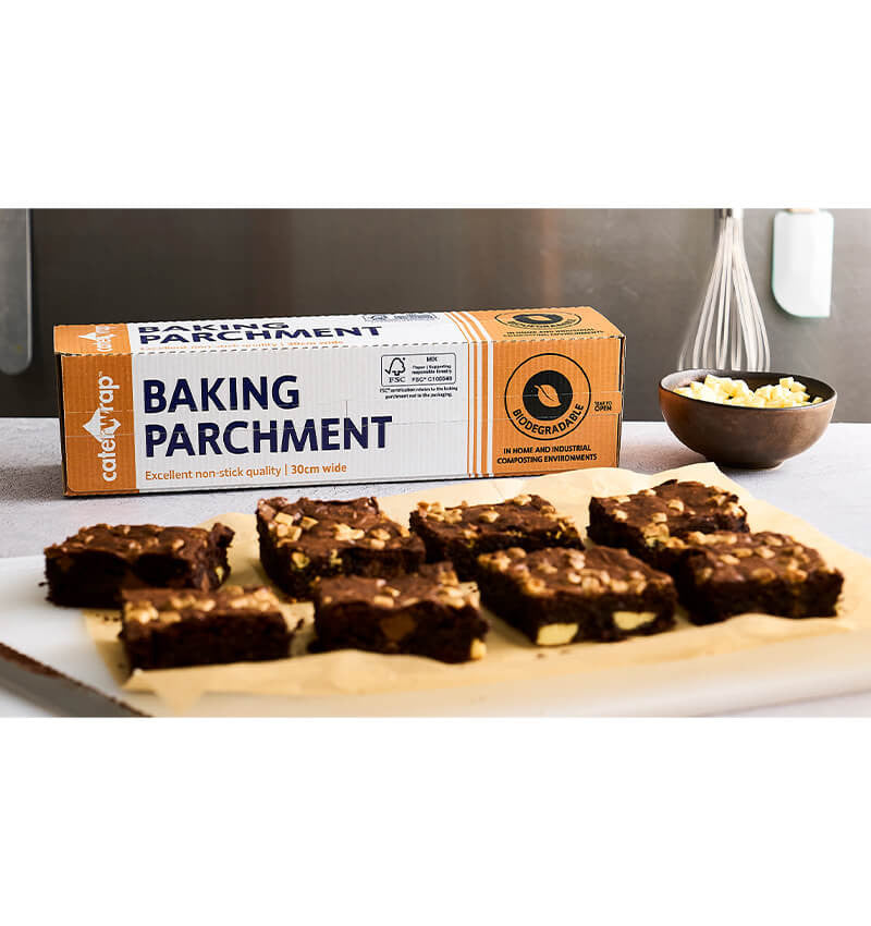 Caterwrap Baking Parchment 300mm x 50m in use