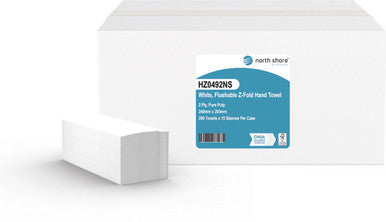 North Shore  2 Ply White Pure Flushable Z-fold Hand Towel 3000 Pack