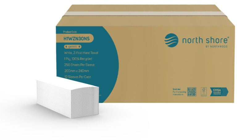 North Shore 1 Ply White Recycled Z-fold Hand Towel 3000 Pack