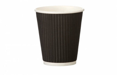 Disposable 16oz Black Ripple Wall Coffee Cups 500 Pack