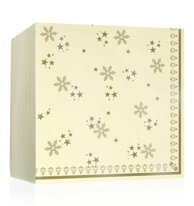 Christmas Snowflake Cream & Gold Napkin 2ply 40cm 1000 Pack