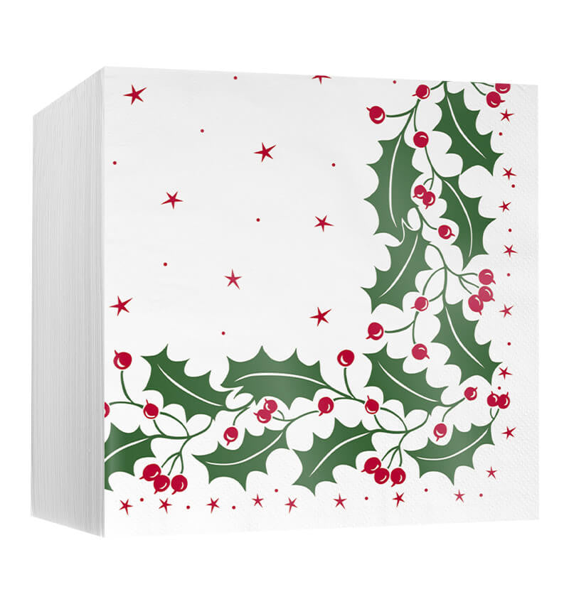 Christmas Holly Napkin 2ply 40cm