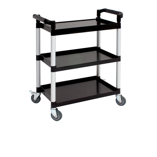 Genware Large 3 Tier PP Trolley Black Shelves