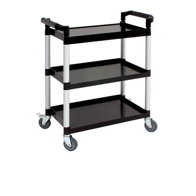 Genware Large 3 Tier PP Trolley Black Shelves