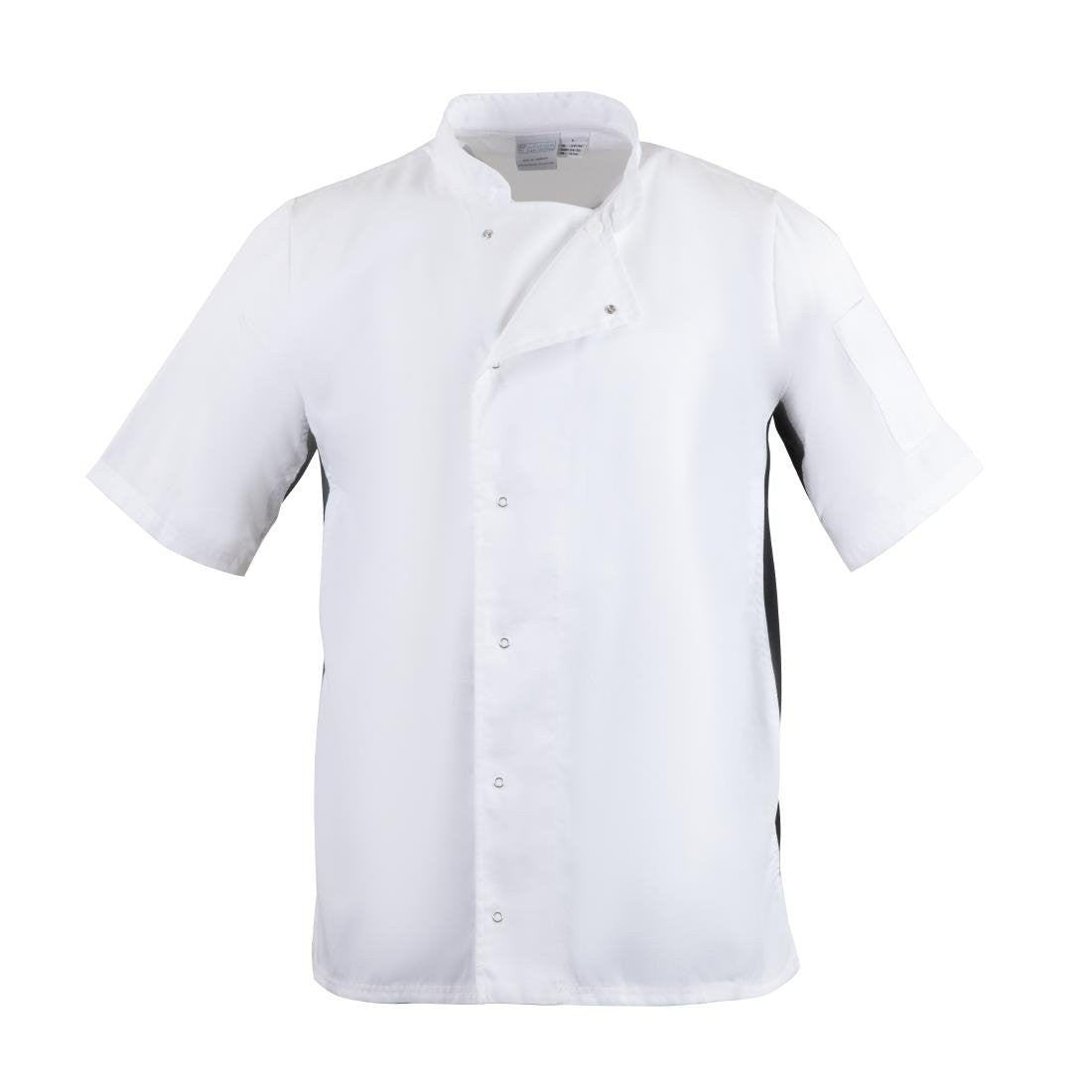 Whites Nevada Unisex Chefs Jacket Short Sleeve Black and White 2XL A928-XXL