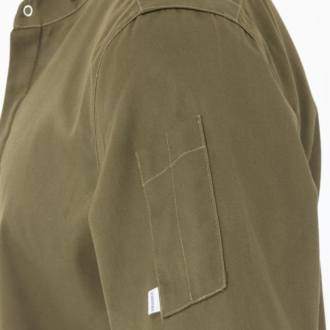 Southside Band Collar Chef Jacket Khaki Size S BA001-S