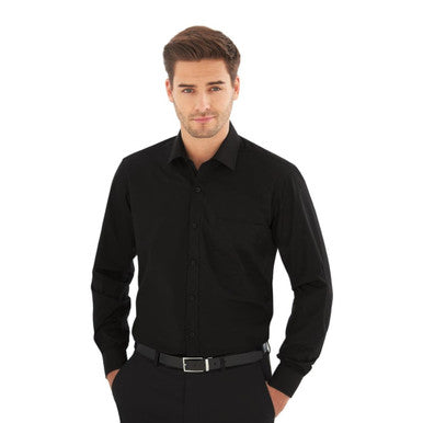 Brook Taverner Mens Long Sleeve Black Rapino Shirt - Collar -15" BB710-15