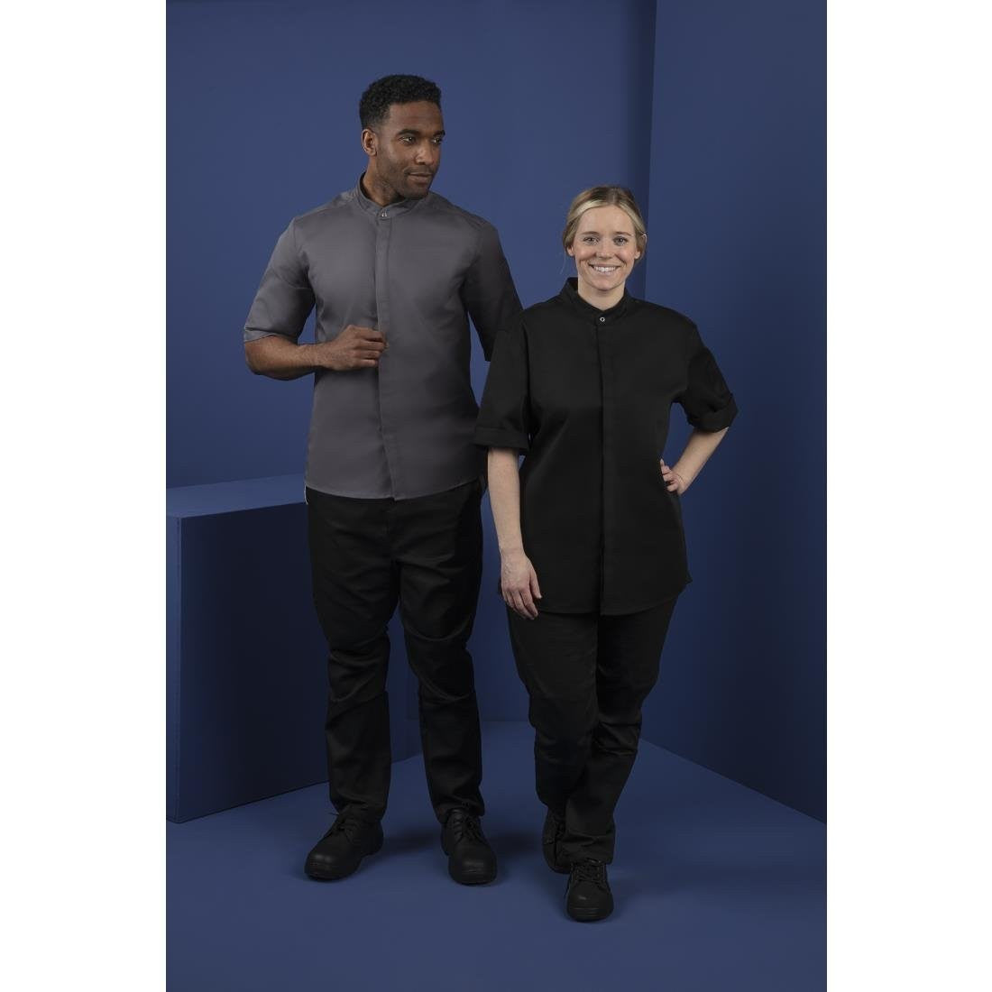 Southside Band Collar Chefs Jacket Charcoal Size L BB712-L